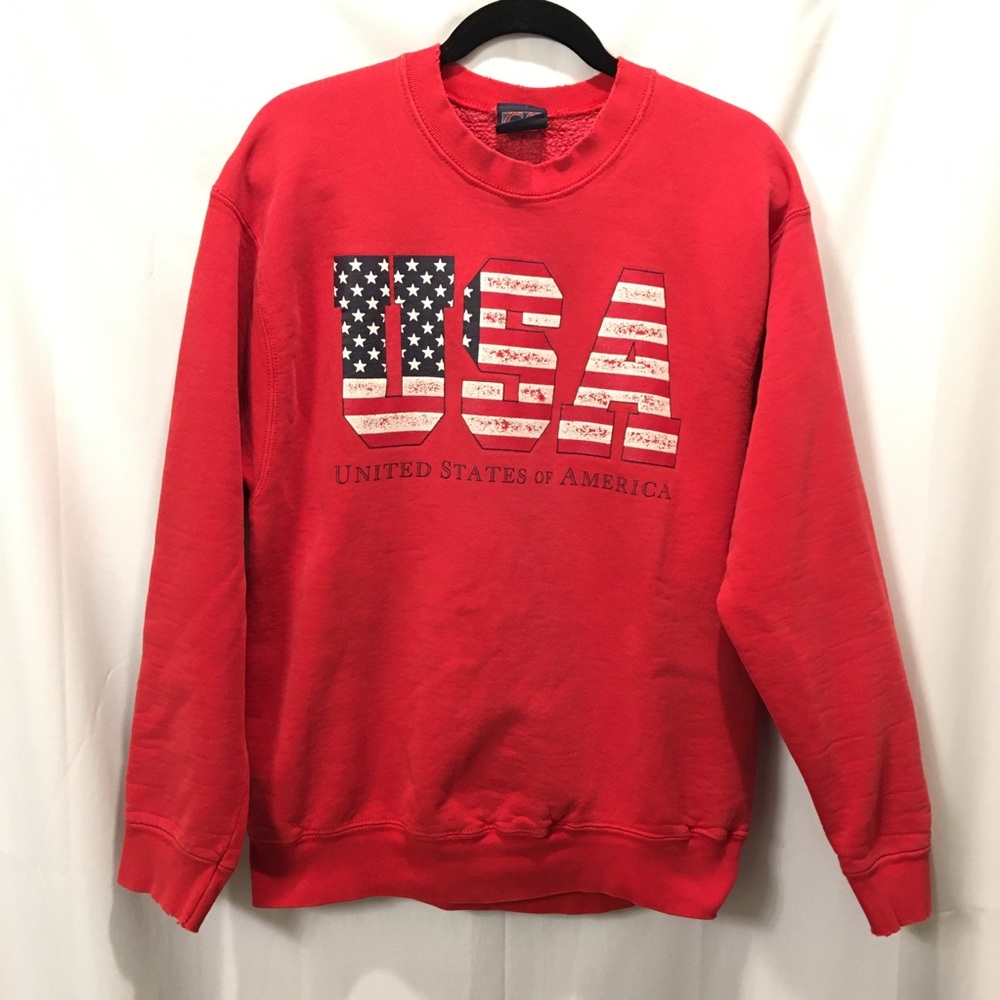 Vintage GS Sport USA Red Crewneck Pullover Size Large